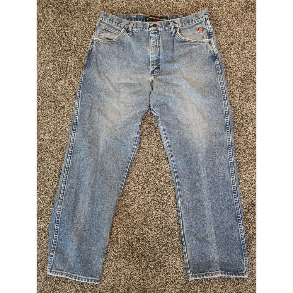 Wrangler FR Jeans Mens 36x30 Blue Straight Classic HRC2 Flame Resistant Denim